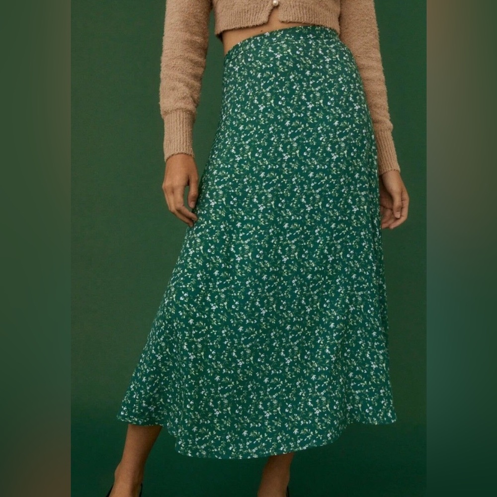Reformation Bea Skirt in Green Floral, Size 0